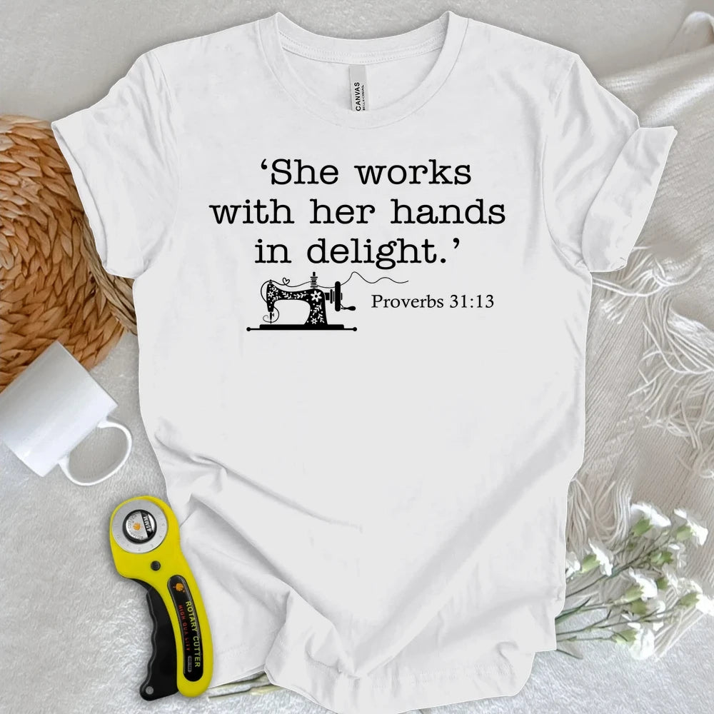 Sewing In Bible T-shirt
