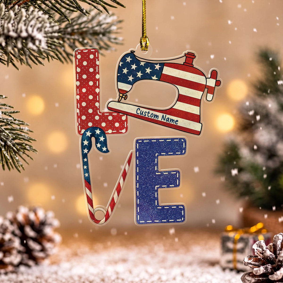 Personalized Patriotic Sewist Ornament