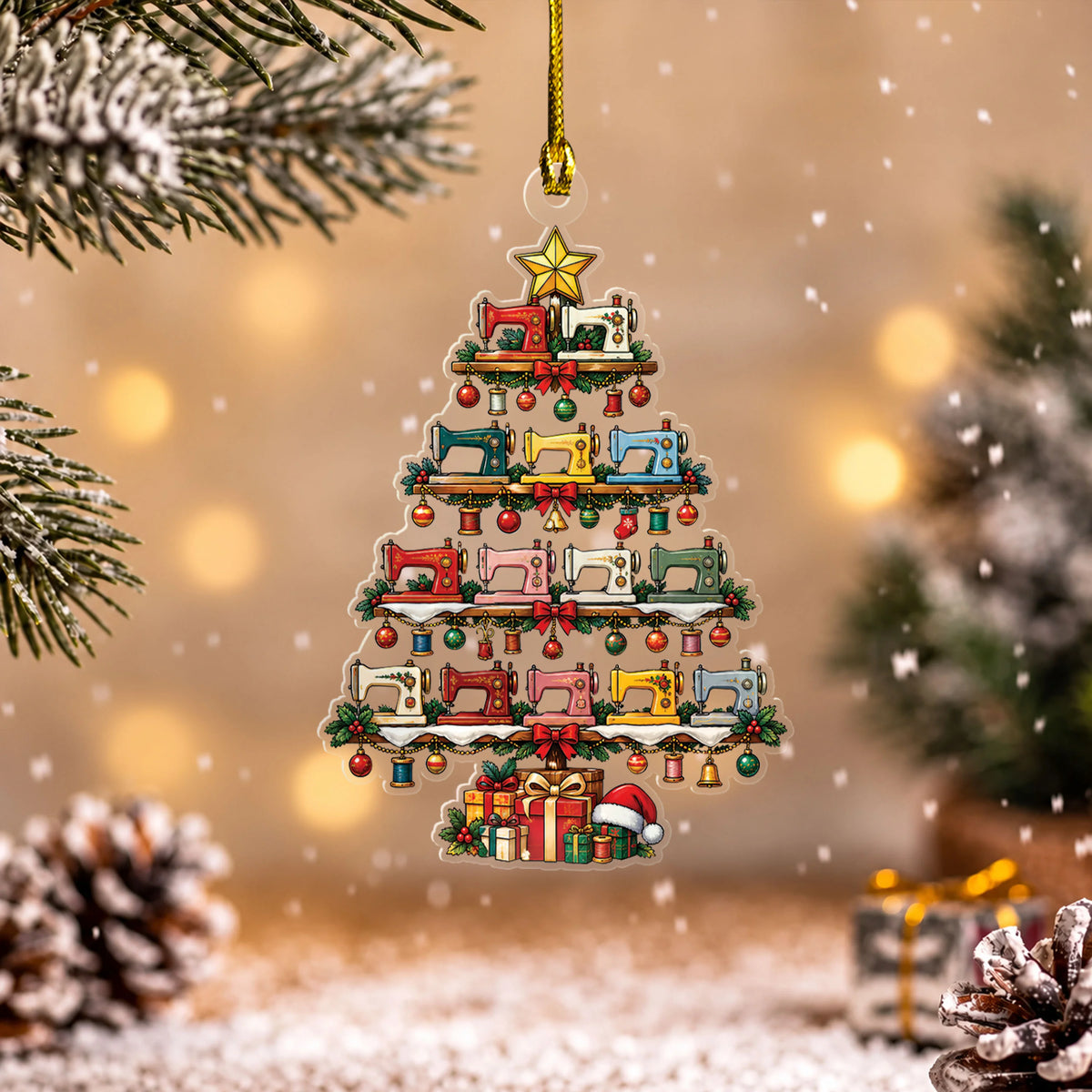 Sewing Christmas Tree 2D Flat Ornament