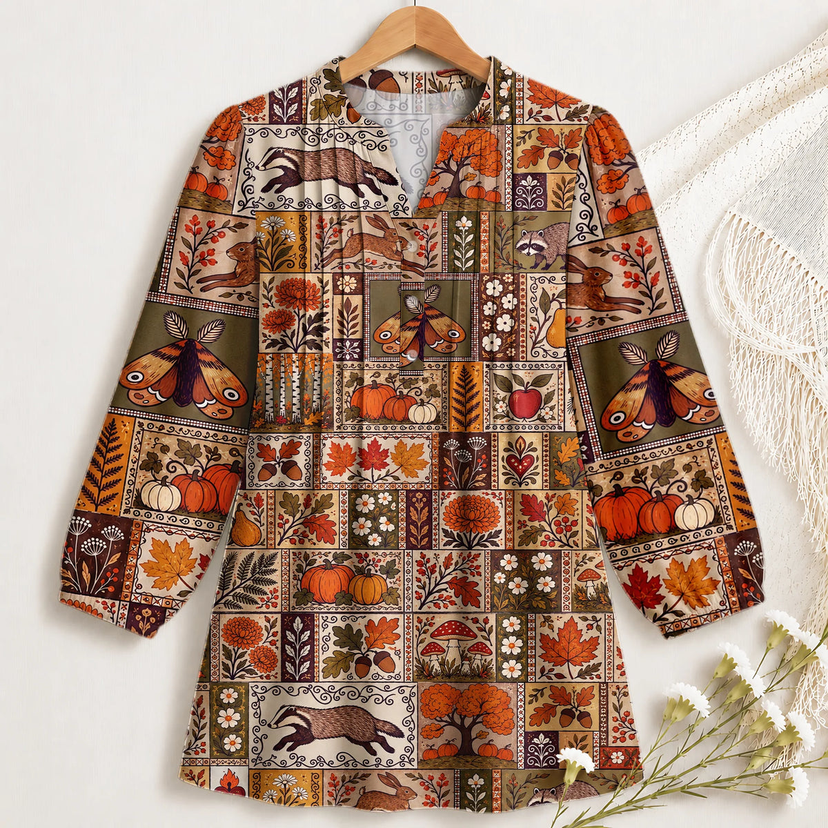 Autumn Woodland Patchwork Blouse