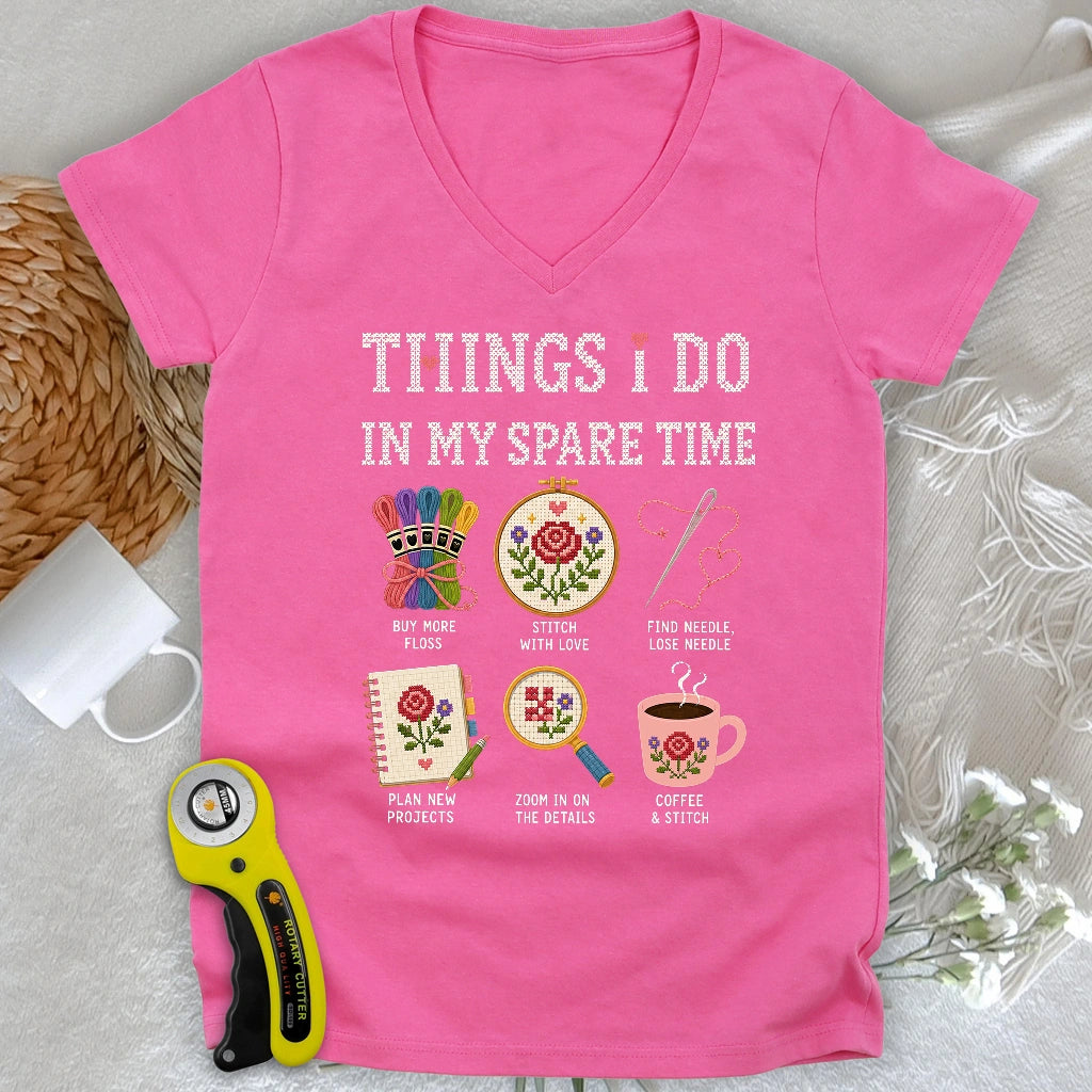 Needlework Hobbyist Lady V-neck