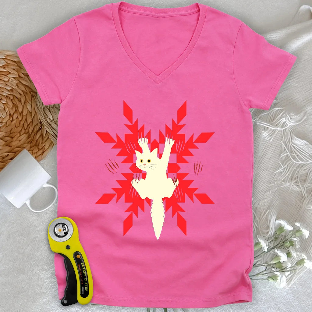 Quilter’s Cat-astrophe Lady V-neck