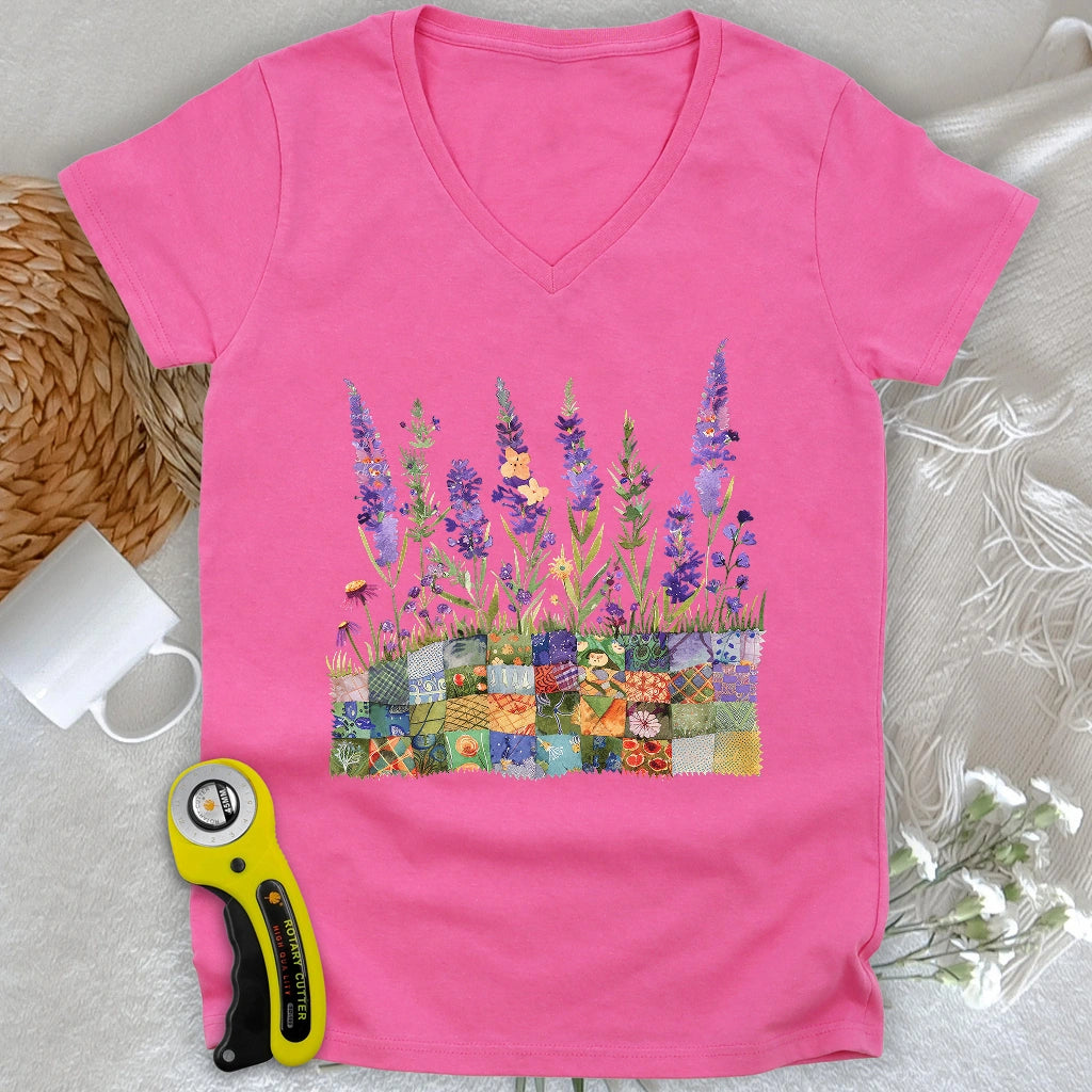 Quilting Field Lady V-neck