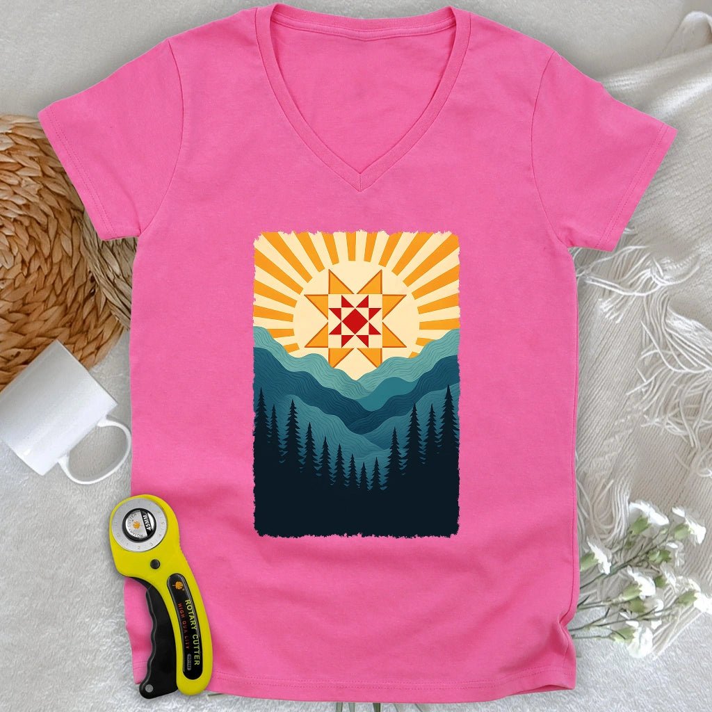 Quilting Sun Lady V-neck