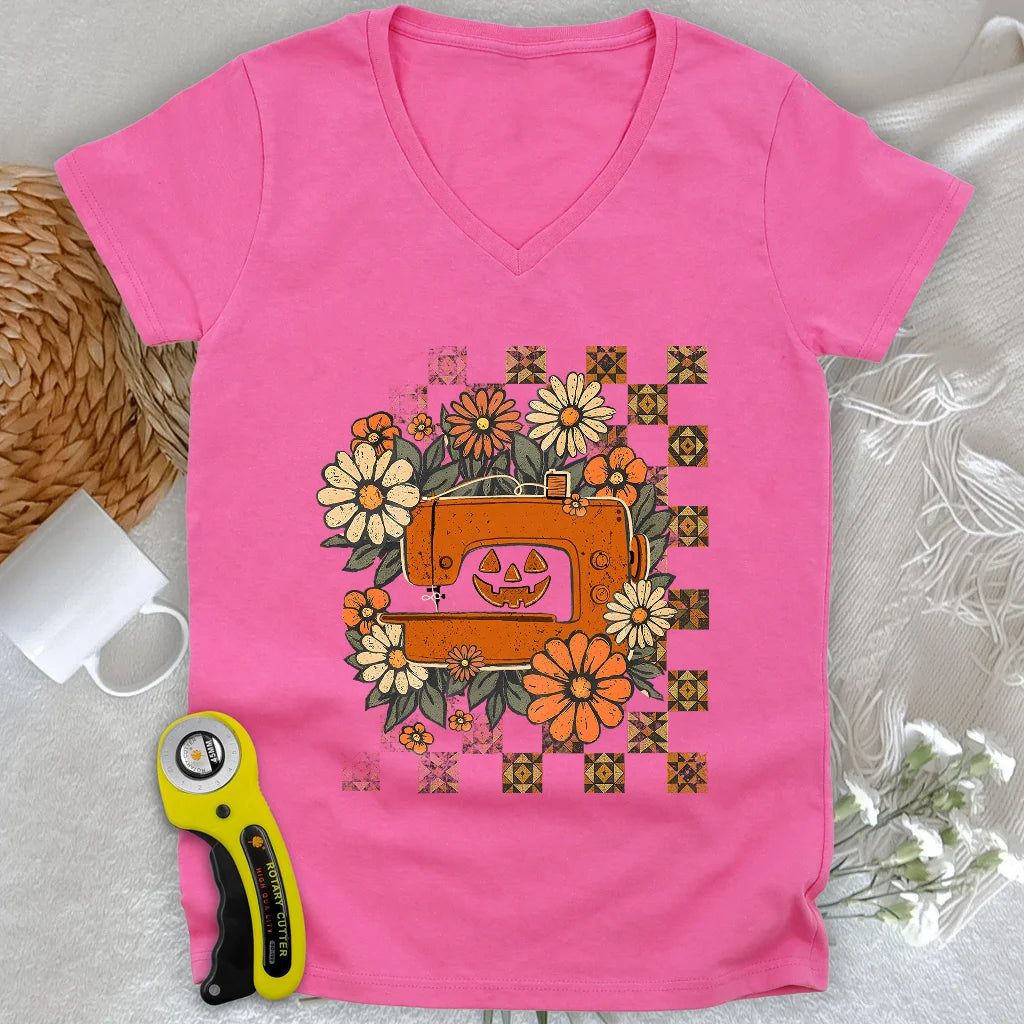 The Jack-o’-Quilter Lady V-neck