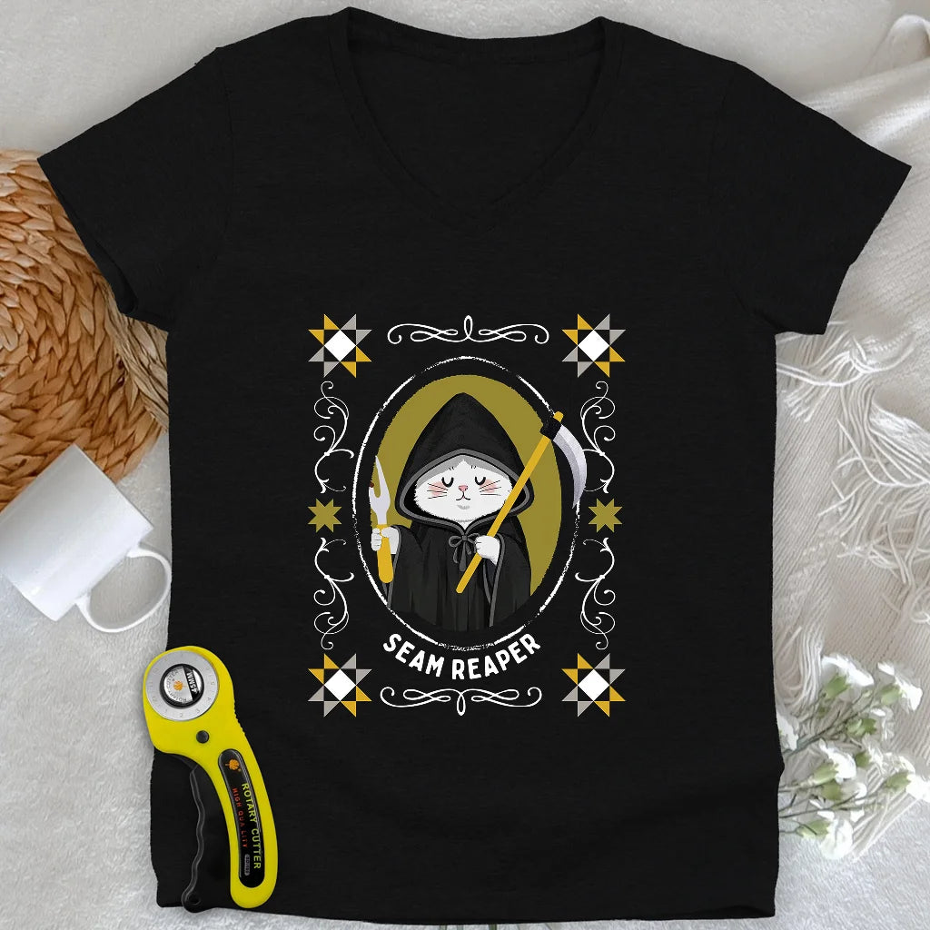 Cat Seam Reaper Lady V-neck