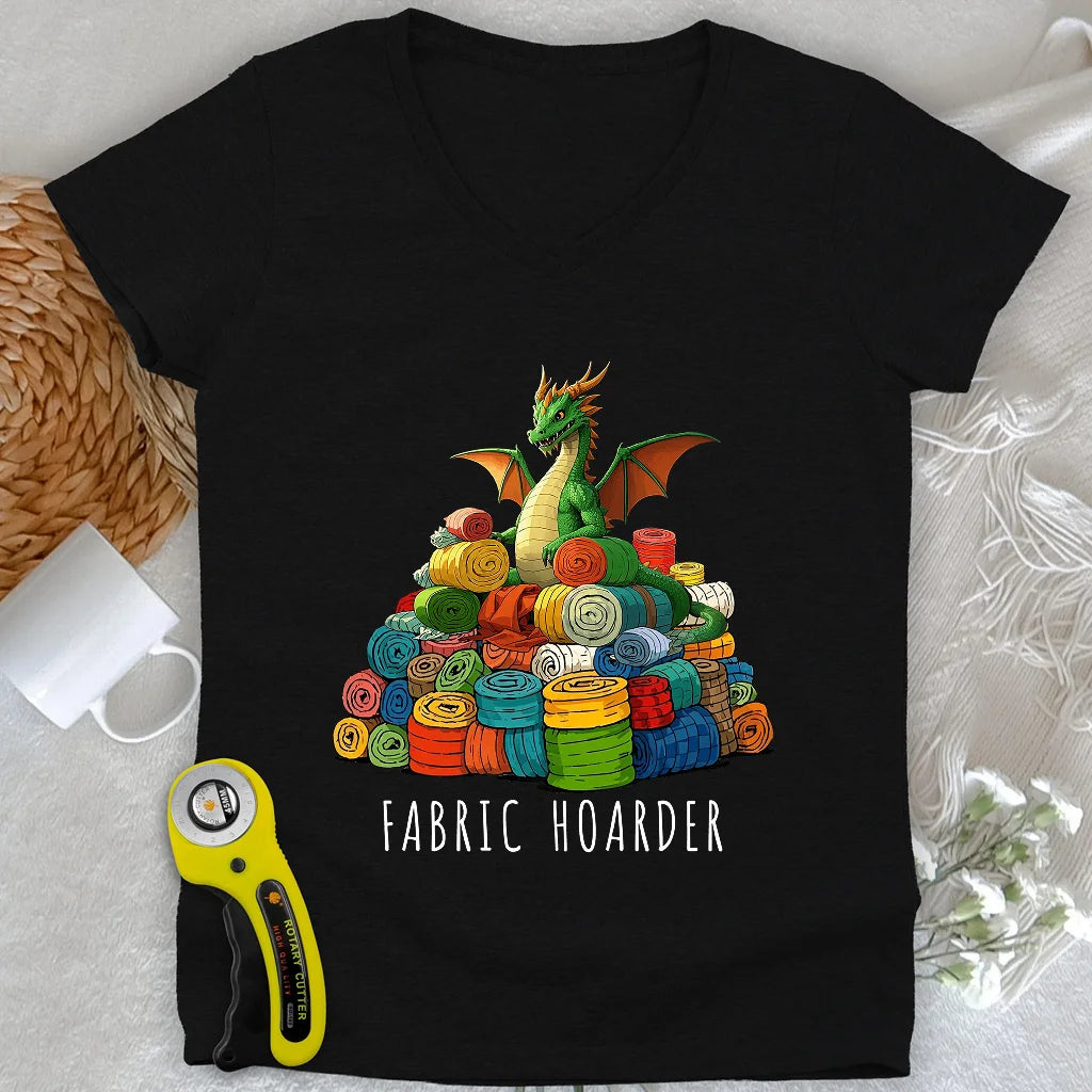 Dragon Fabric Hoarder Lady V-neck