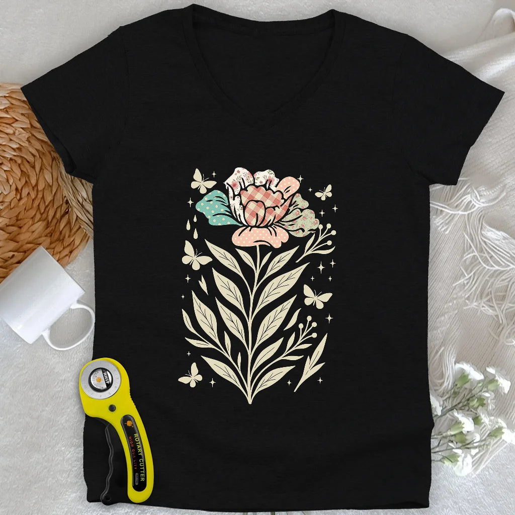 Patchwork Bloom Lady V-neck