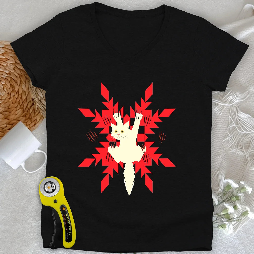 Quilter’s Cat-astrophe Lady V-neck