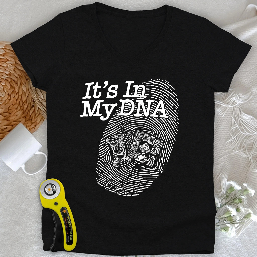 T-shirt col V Femme - Motifs ADN pour Quilteuses