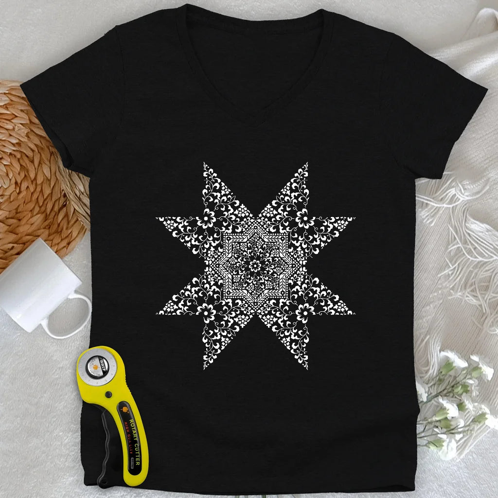 Quilting Mandala Lady V-neck