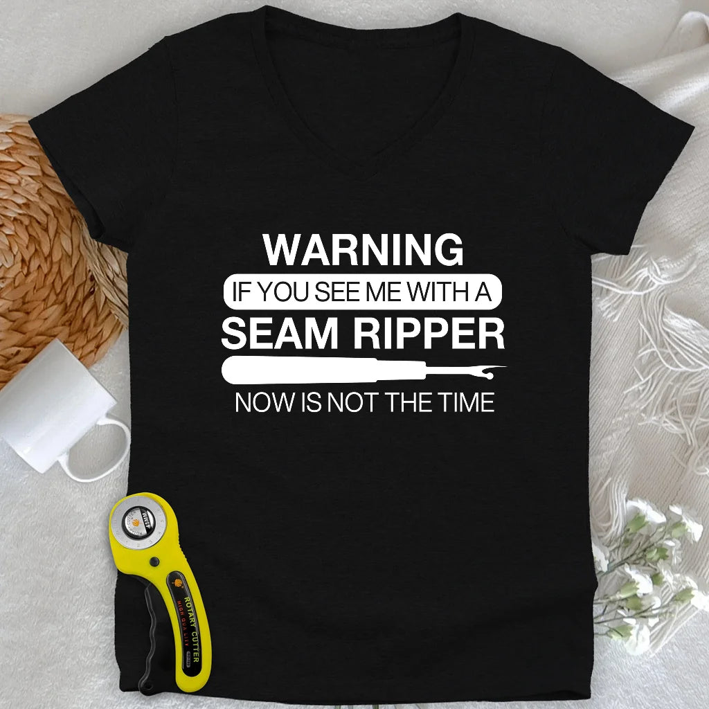 Seam Ripper Warning Lady V-neck