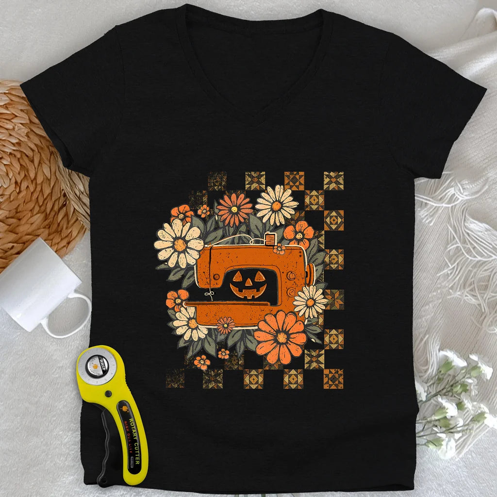 The Jack-o’-Quilter Lady V-neck