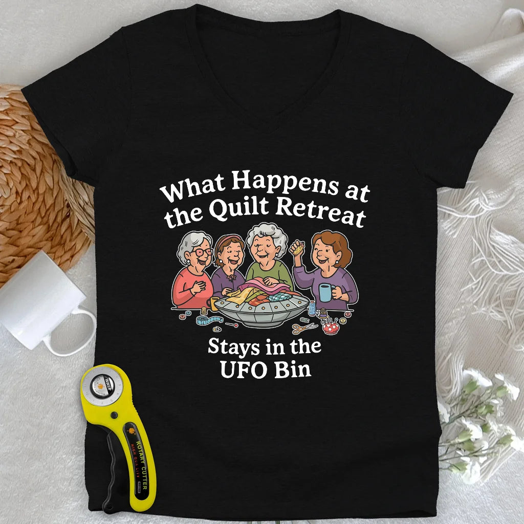 UFO Quilt Retreat Lady V-neck