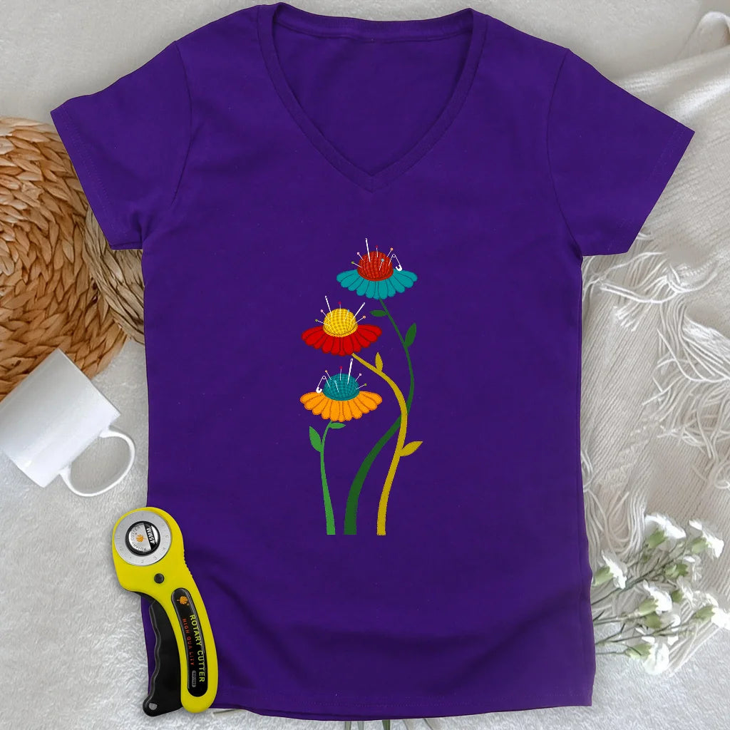 Coussinets Fleuris Col V Femme