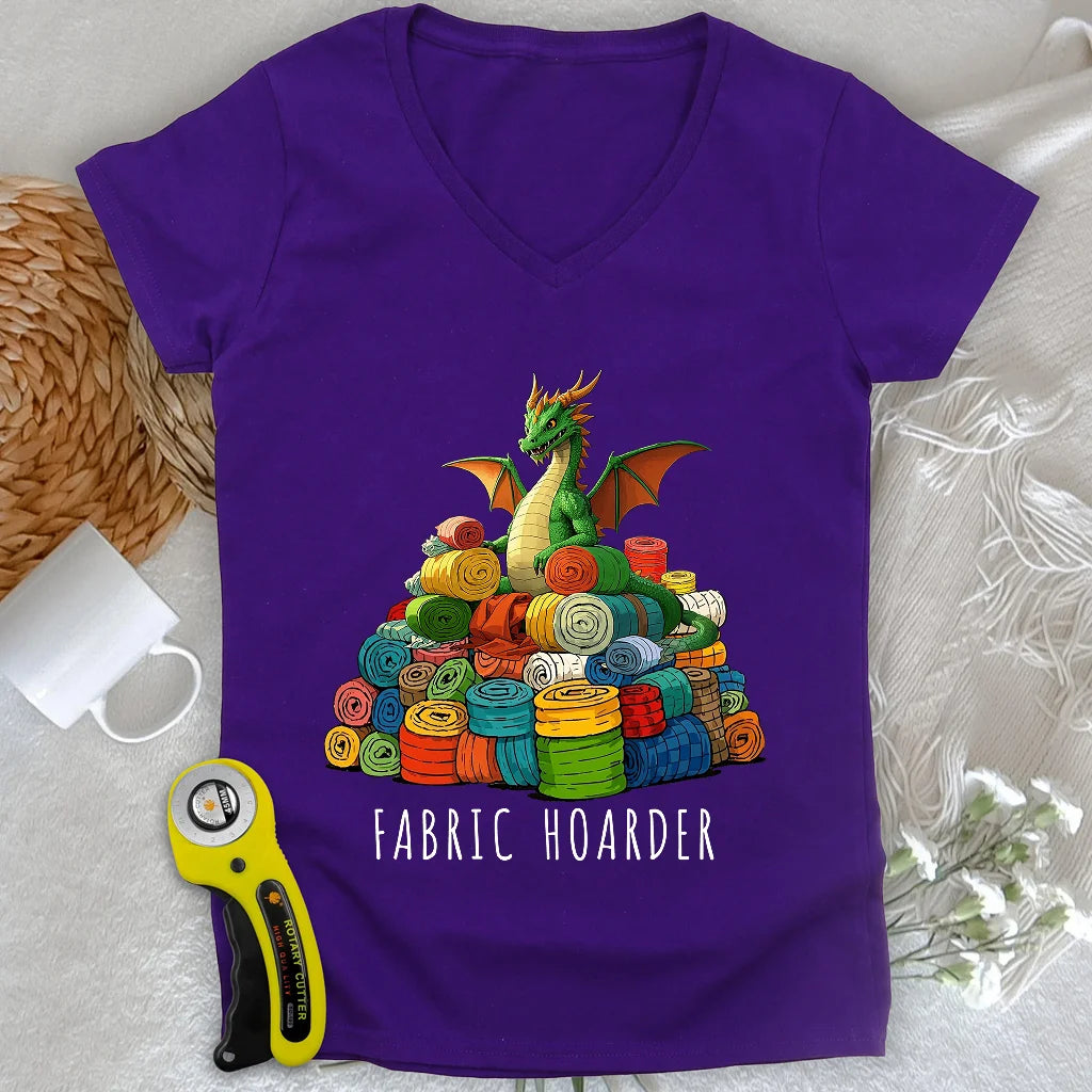 Dragon Fabric Hoarder Lady V-neck