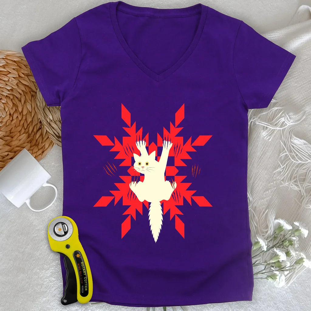 Quilter’s Cat-astrophe Lady V-neck