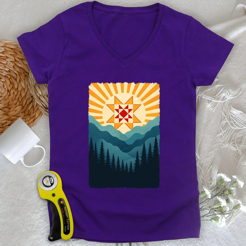 Quilting Sun Lady V-neck