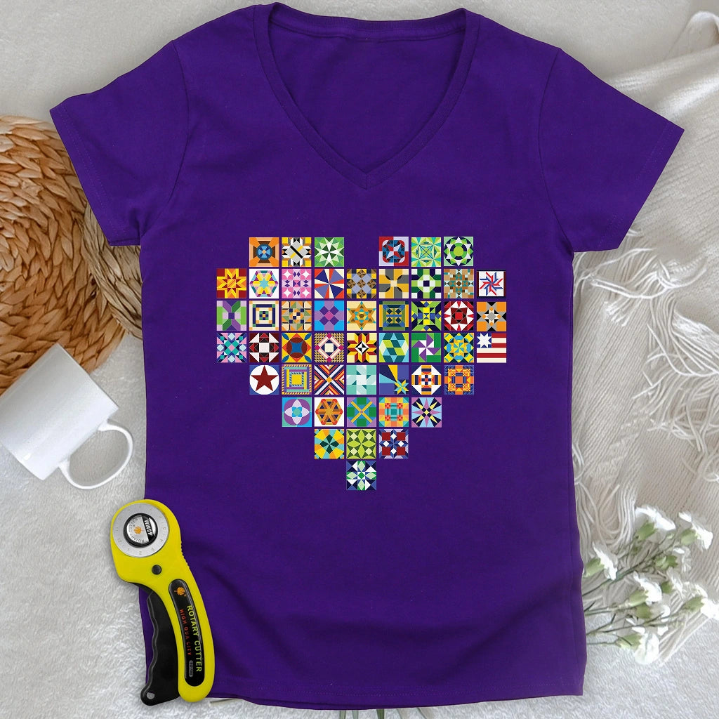 States Of Quilt Lady V-neck