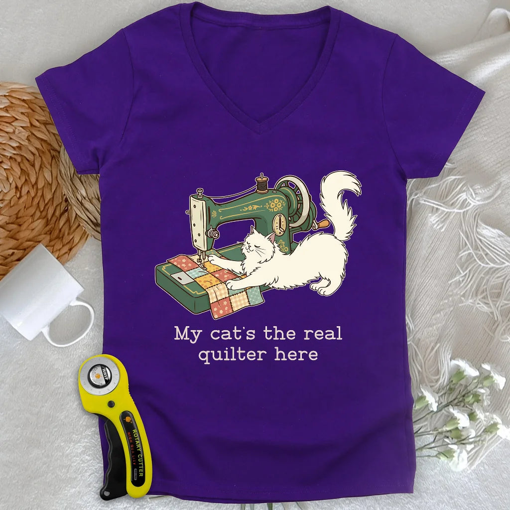 The Purrfect Seamstress Lady V-neck