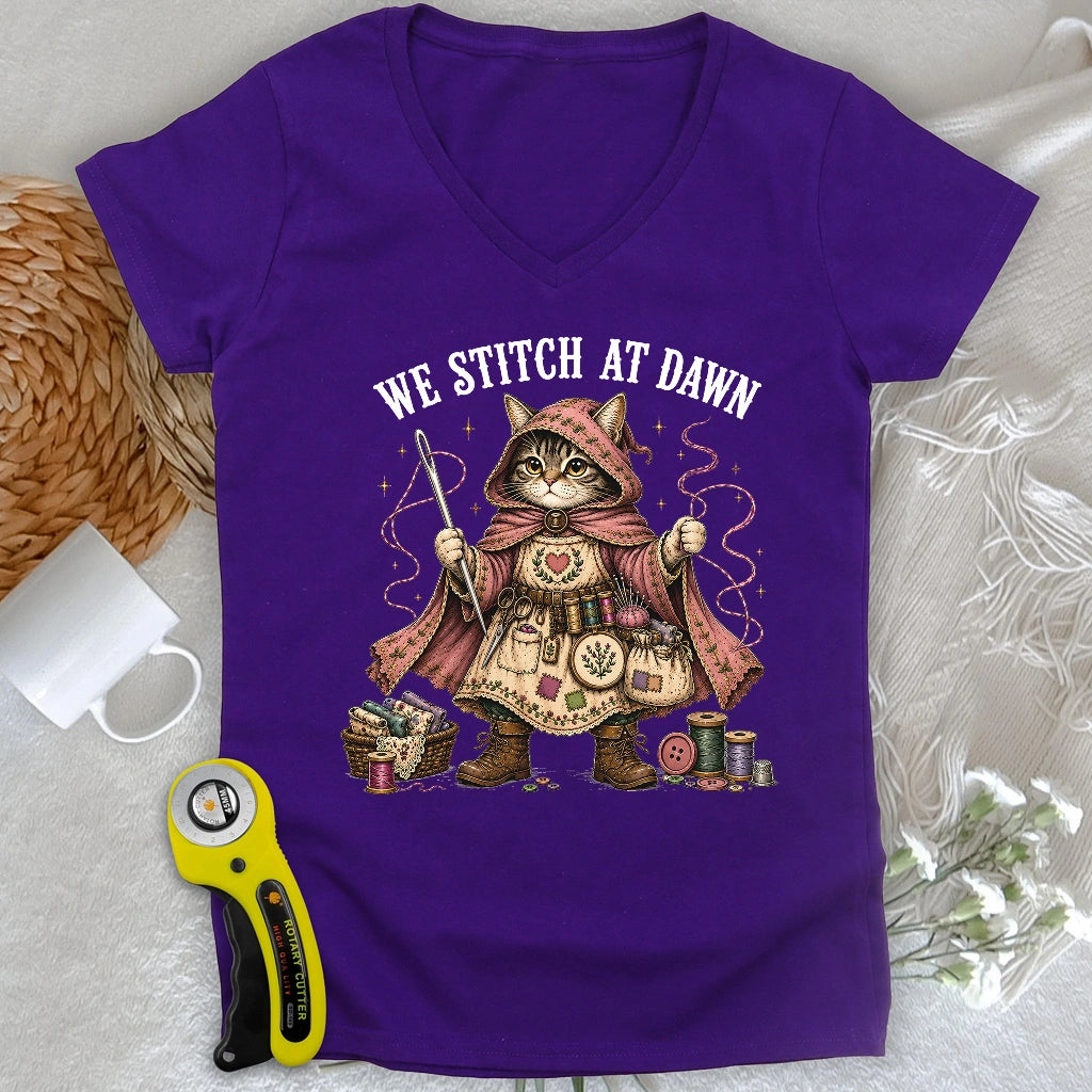 We Stitch At Dawn Lady V-neck