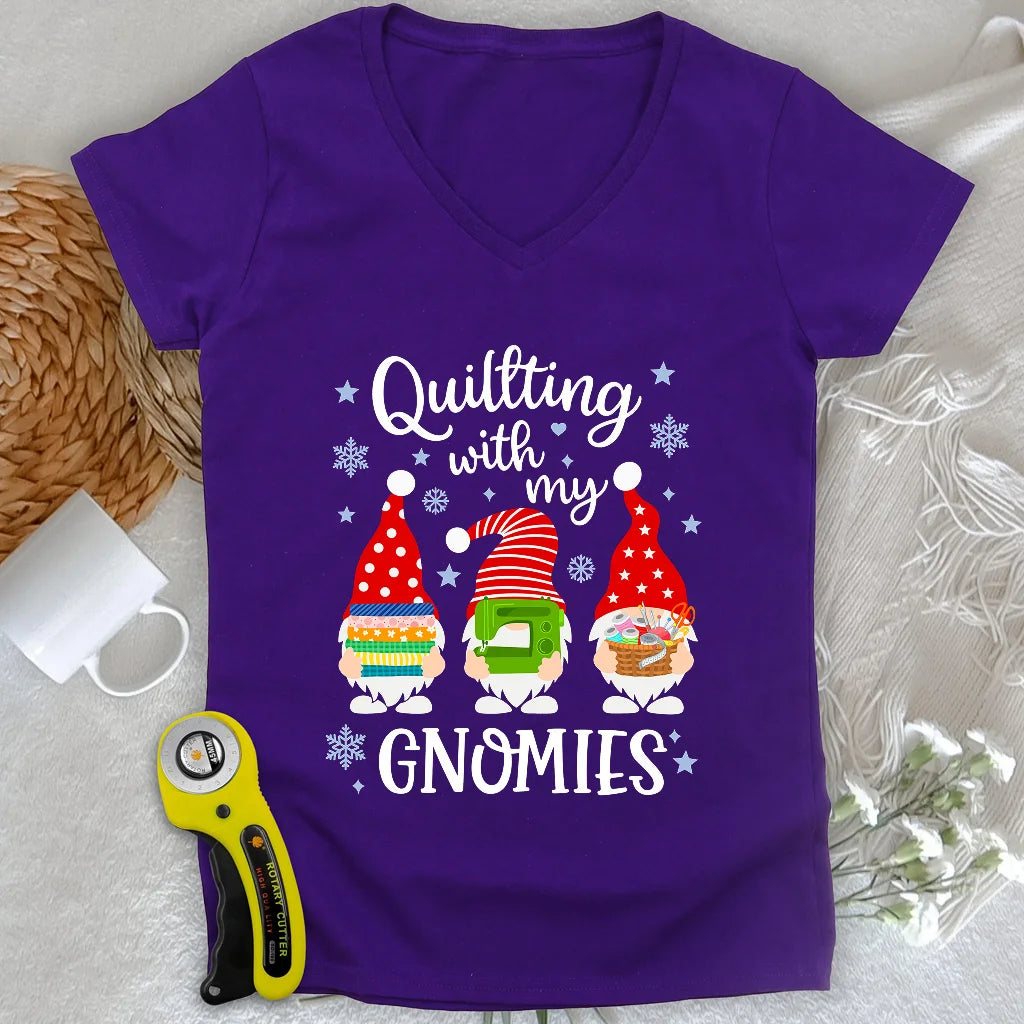 With My Gnomies Lady V-neck