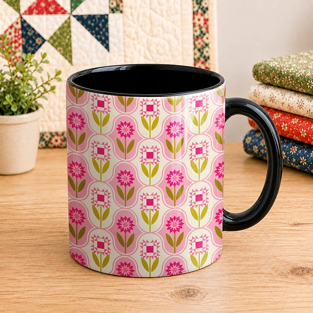 Quilt Block Flower Pattern 11oz Mug