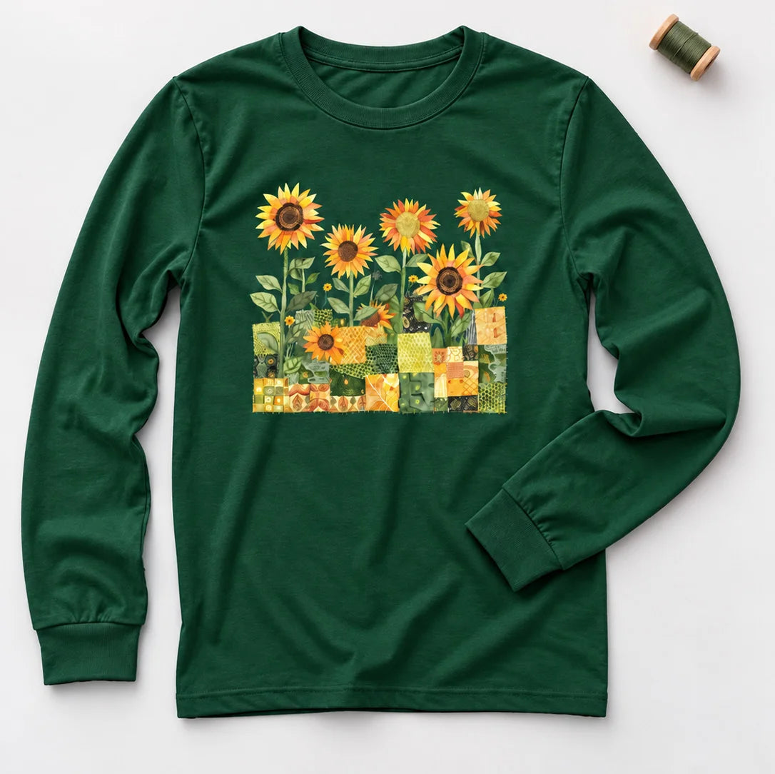 Maglietta Quilted Sunflower Field a maniche lunghe