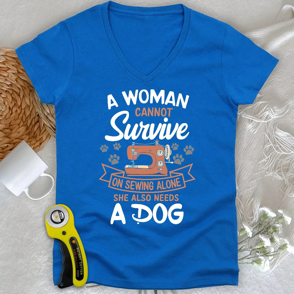 Je ne peux pas coudre sans mon col en V Dog Lady