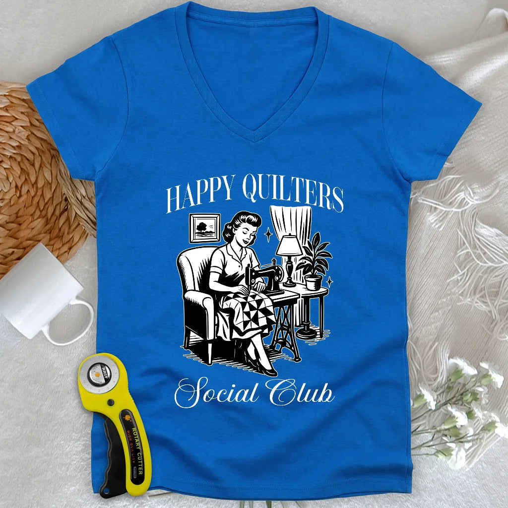 Happy Quilters Lady V-neck