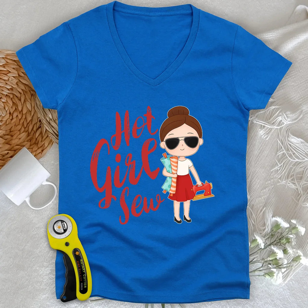 Okayest Quilter Lady V-neck