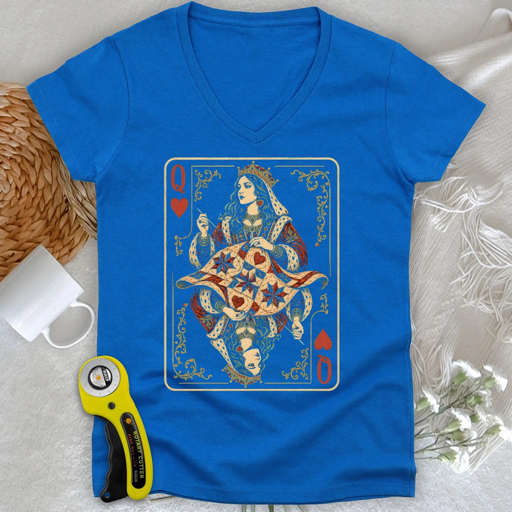 Queen Of Quilt Lady V-neck