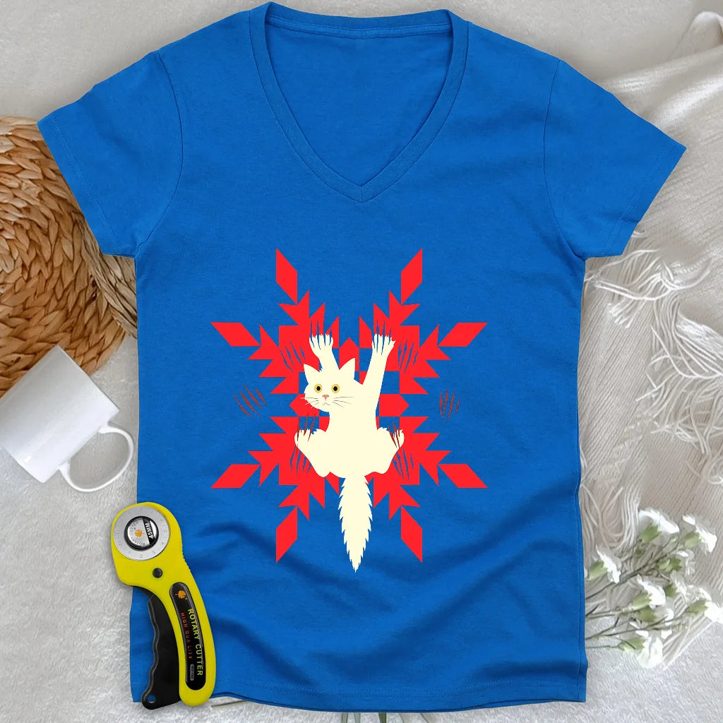 Quilter’s Cat-astrophe Lady V-neck