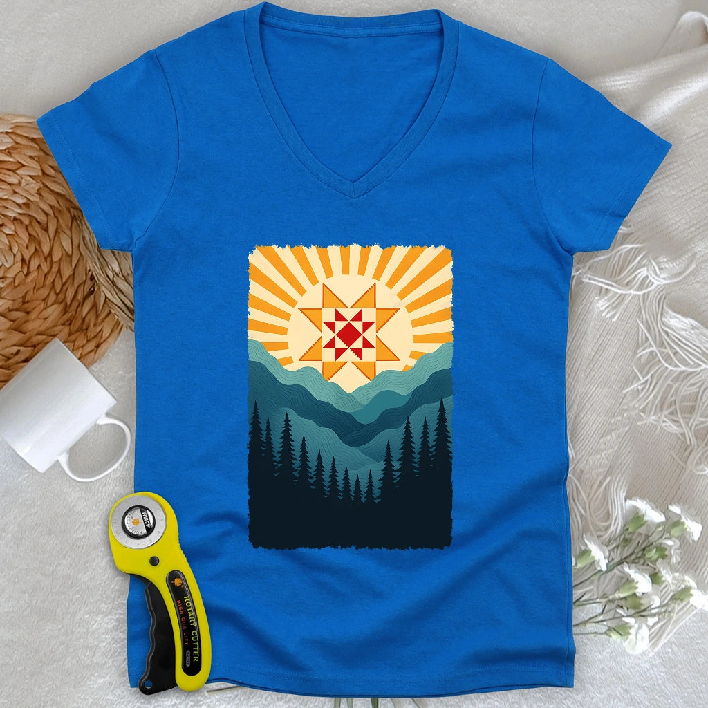 Quilting Sun Lady V-neck