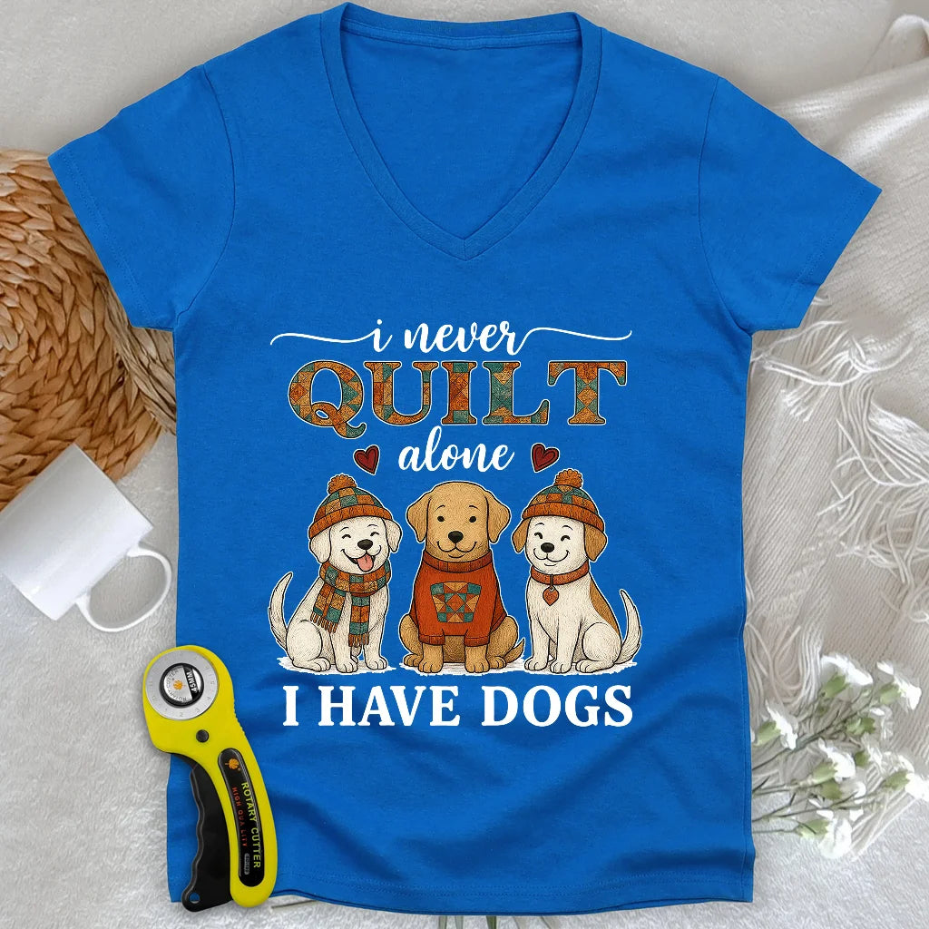 Quilting with Paws Lady V-neck