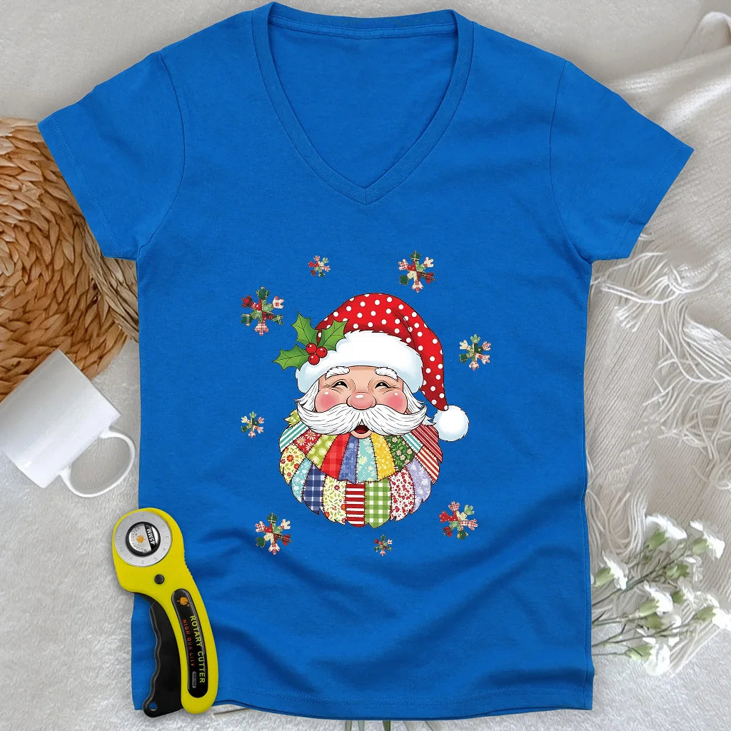 Santa Claus Patch Lady V-neck