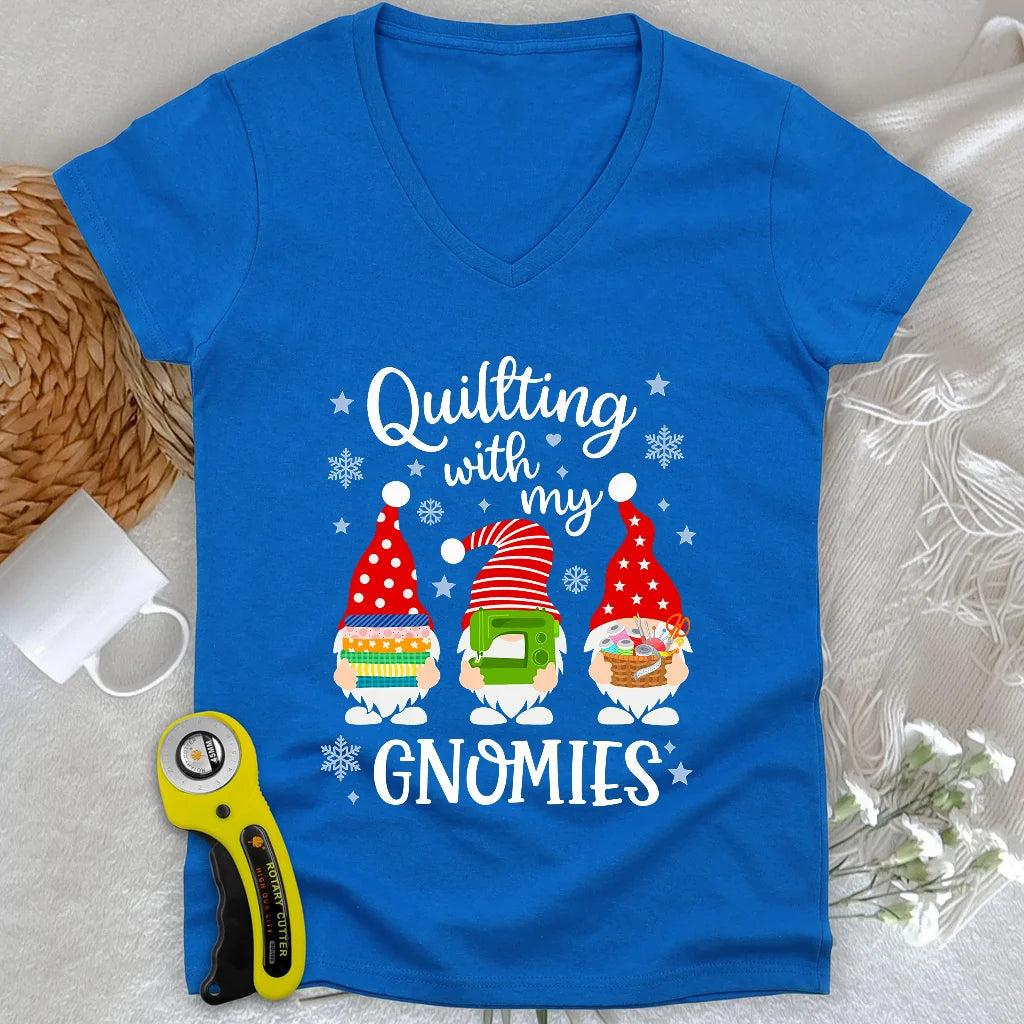 With My Gnomies Lady V-neck