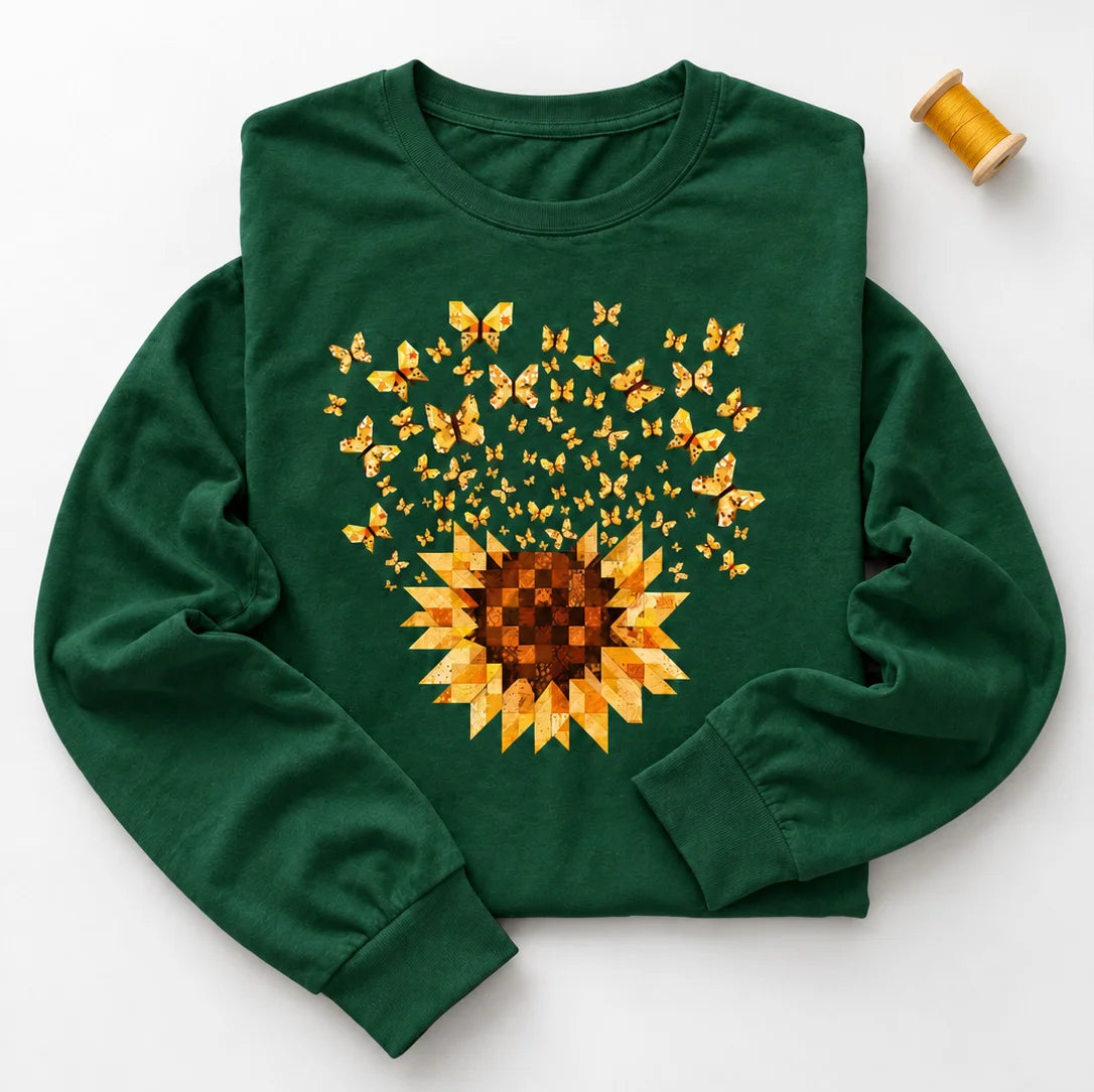Maglietta a maniche lunghe Sunflower Magic Quilt Bloom