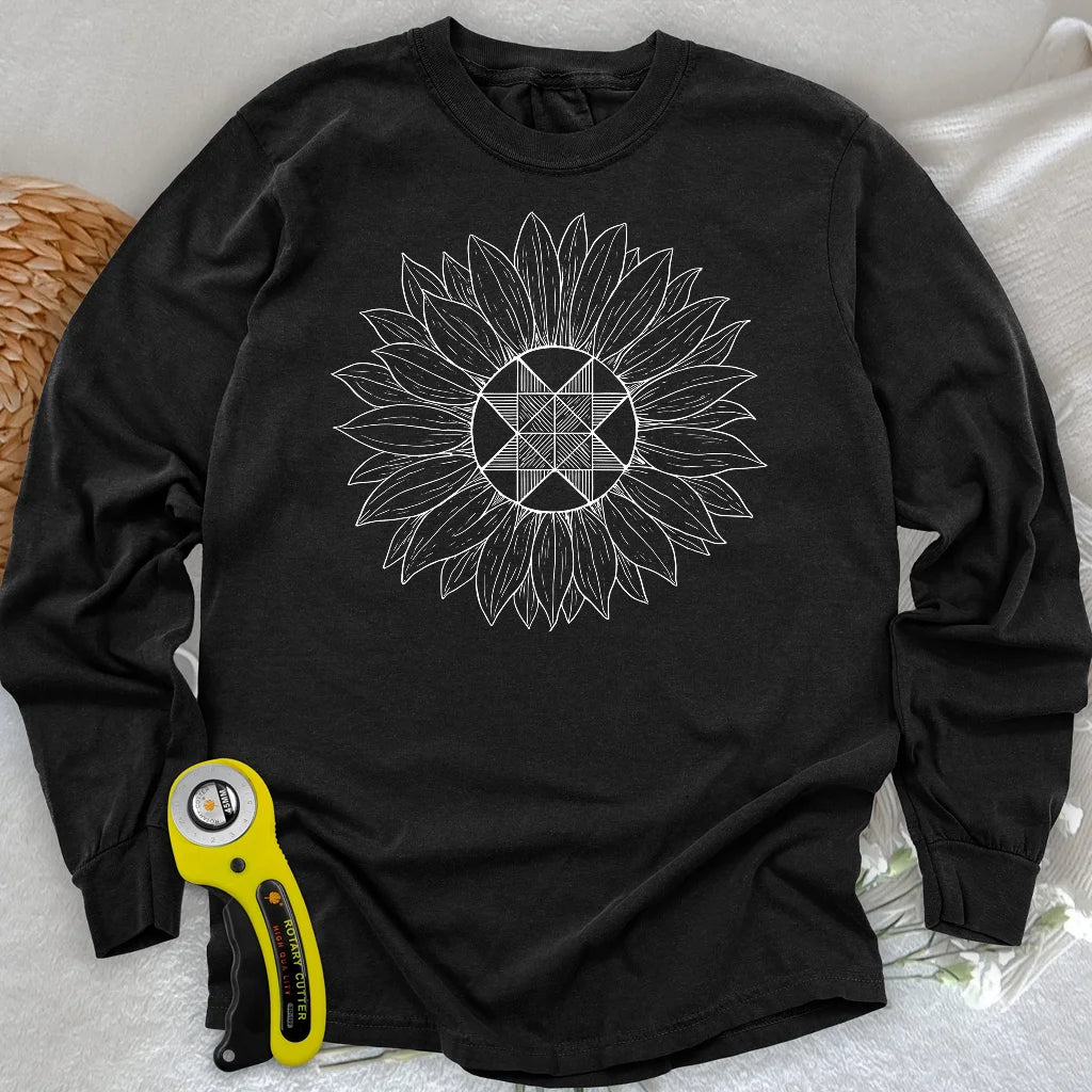 Block Sonnenblume Langarm-T-Shirt