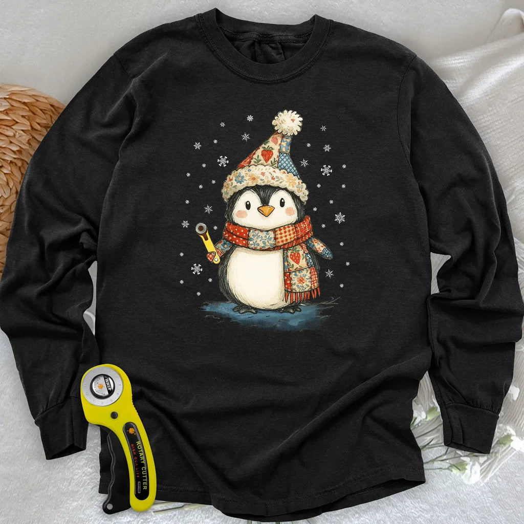 T-shirt à manches longues motif petit pingouin matelassé