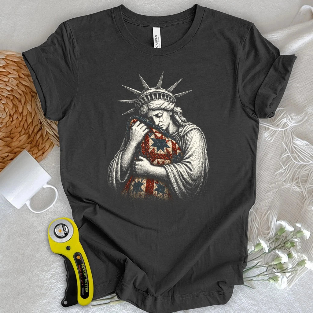 Liberty Crying Into Her Quilt T-shirt