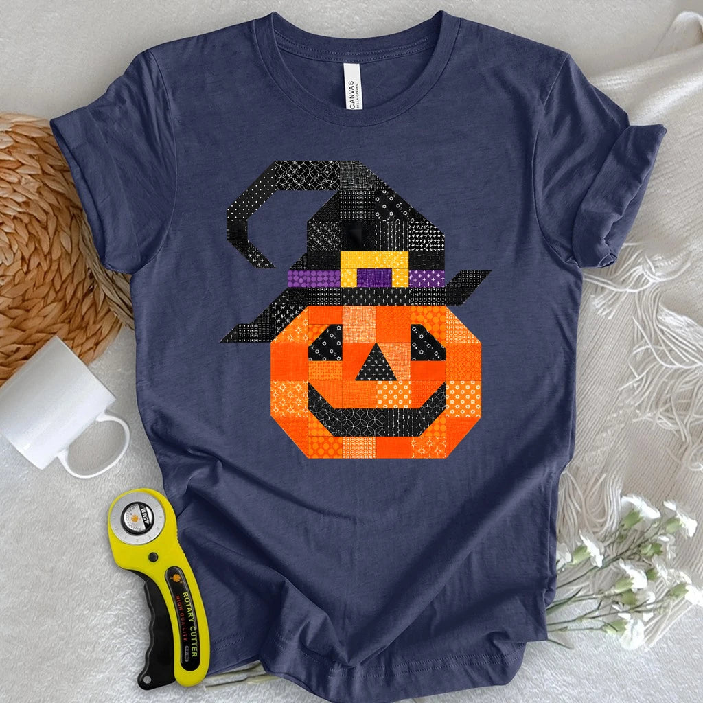 Patchwork Pumpkin Witch T-shirt