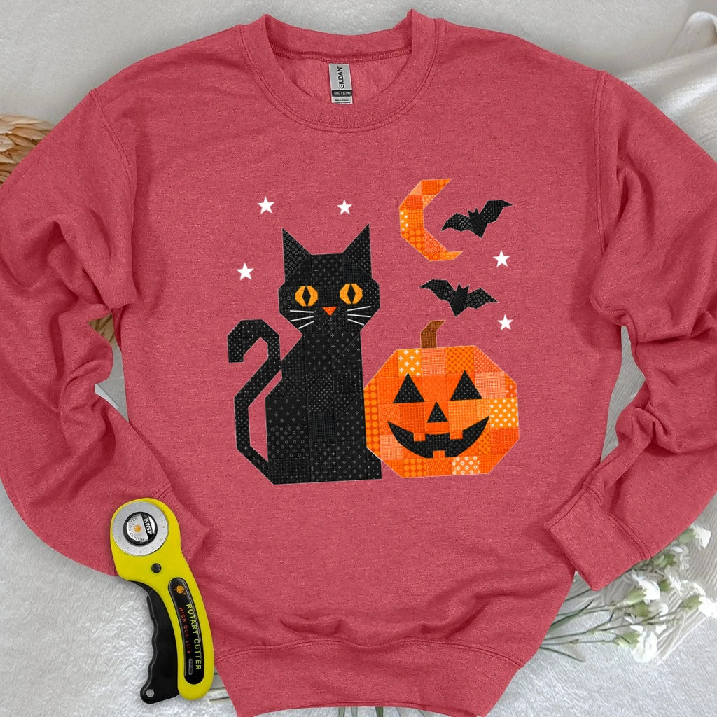 Patchwork Cat & Pumpkin Sweatshirt