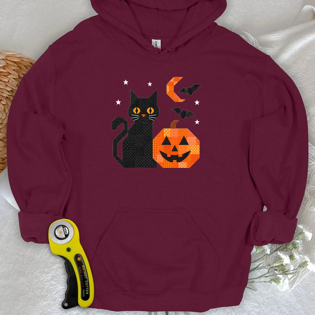 Patchwork Cat & Pumpkin Hoodie