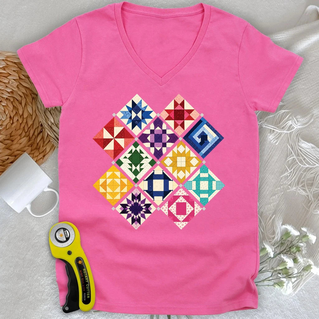 Jewerly Patchwork Lady V-neck