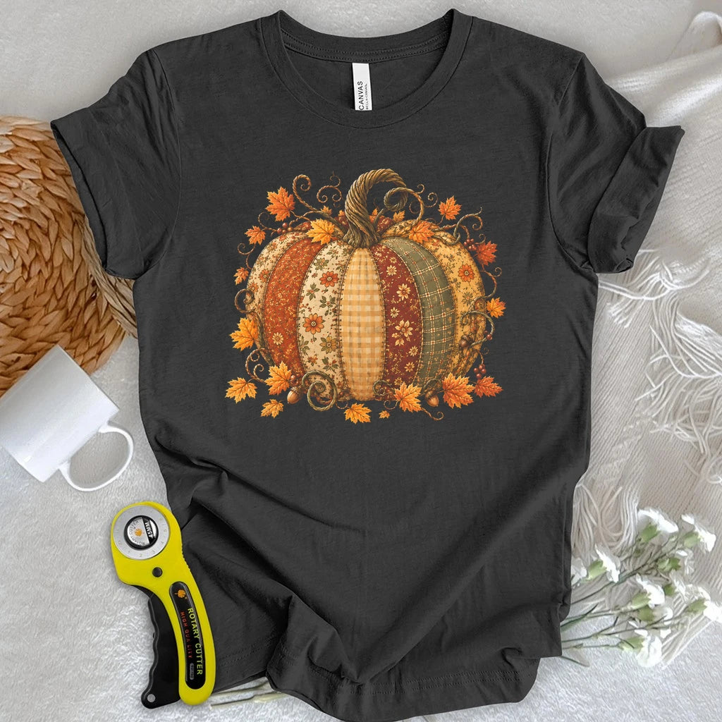 Autumn Patchwork Pumpkin T-shirt