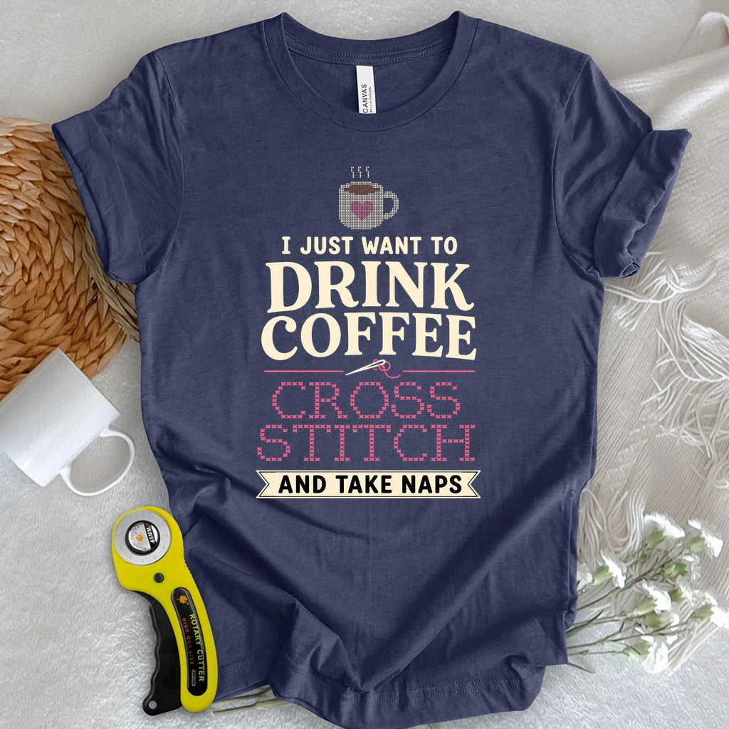 Coffee & Cross Stitch T-shirt
