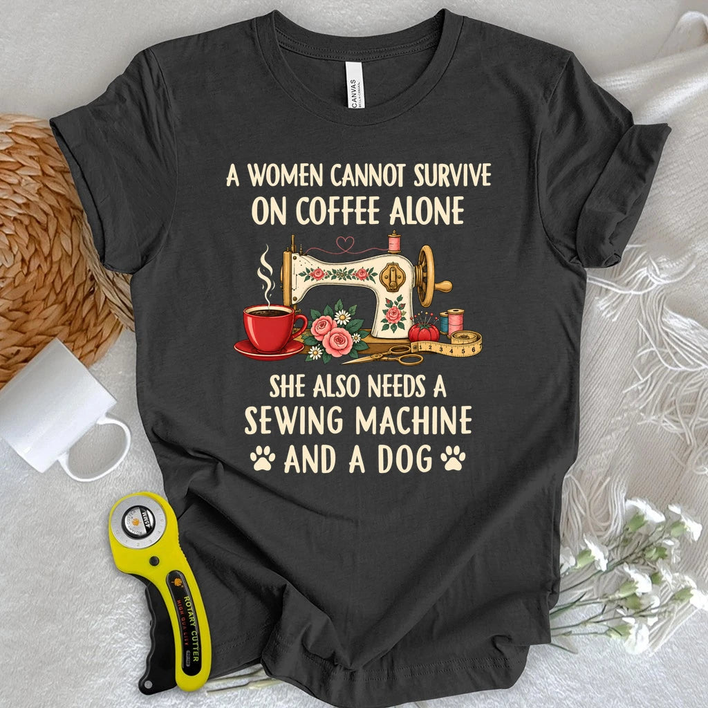 Coffee, Sewing & Dog Love T-shirt