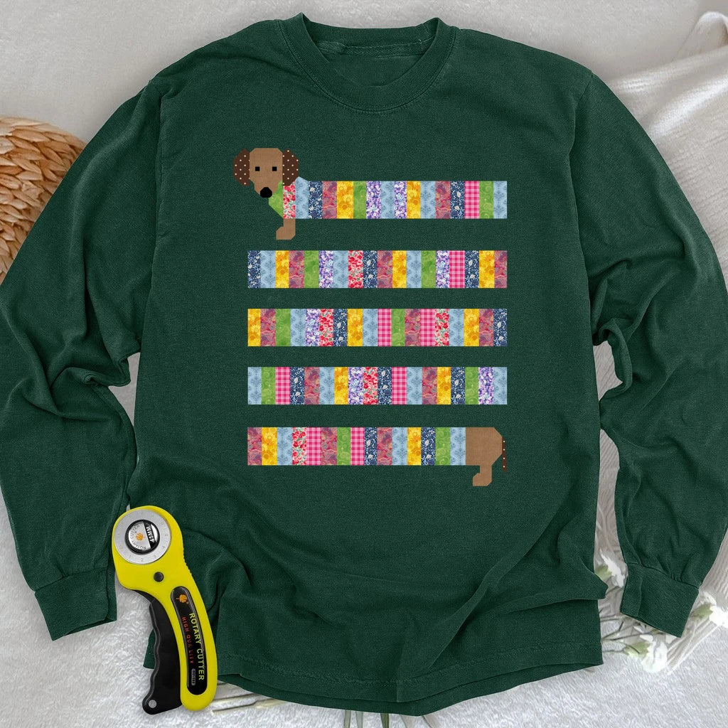 Patchwork Dachshund Long Sleeve T-shirt