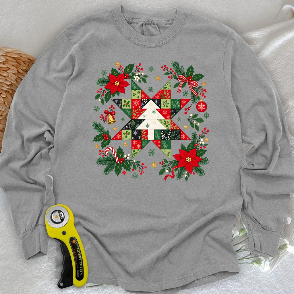 Christmas Patchwork Star Long Sleeve T-shirt
